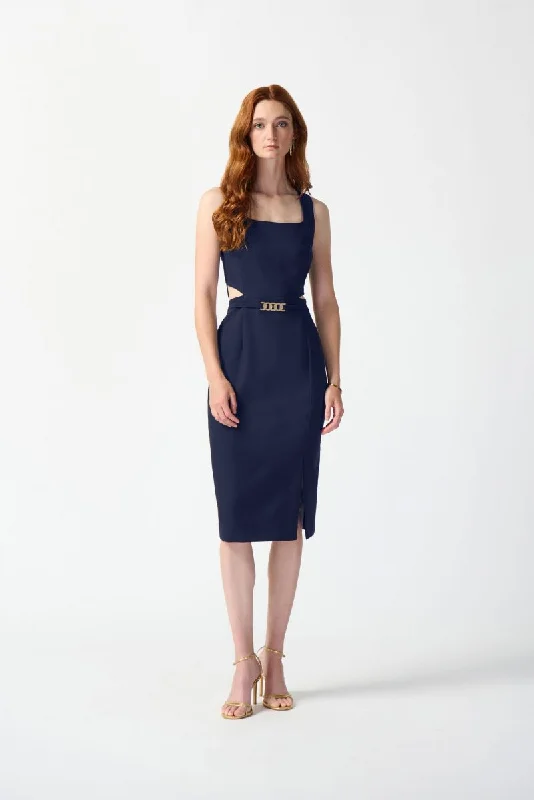 Markdowns Joseph Ribkoff Waist Cutout Square Neck Sleeveless Sheath Dress 242101