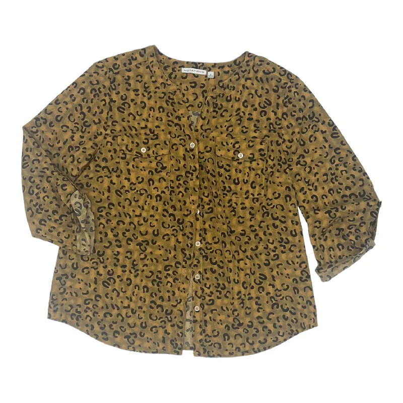 Big Savings ANIMAL PRINT NOTATIONS TOP 3/4 SLEEVE, Size L