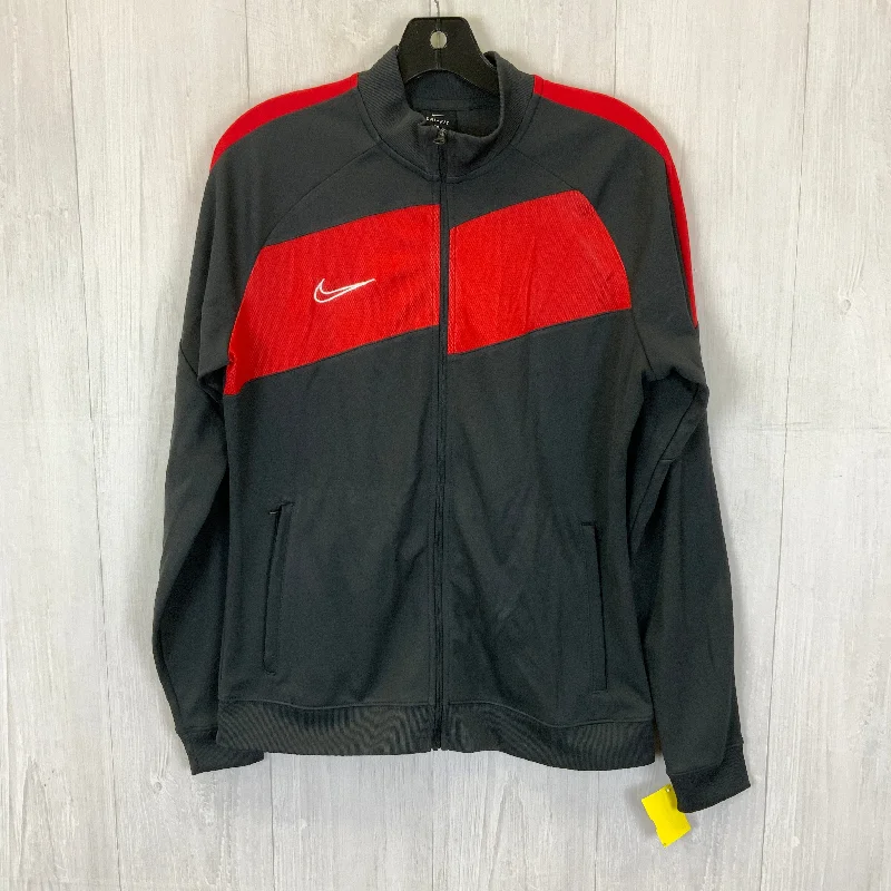 Special Discount Athletic Jacket By Nike Apparel In Grey & Red, Size: M