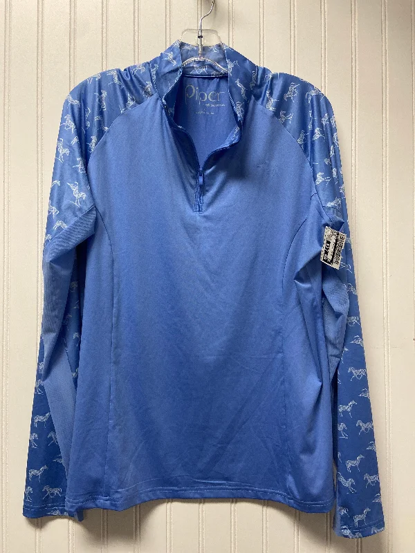 Blowout Deals Athletic Top Long Sleeve Collar By Cmb In Blue, Size: Xl