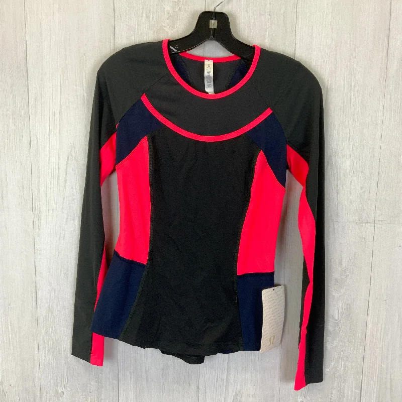 Price Cut Athletic Top Long Sleeve Collar By Lululemon In Grey & Pink, Size: 4