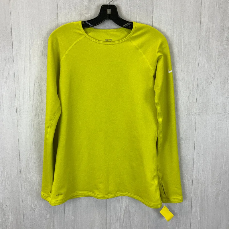 Limited Availability Athletic Top Long Sleeve Collar By Nike Apparel In Yellow, Size: L