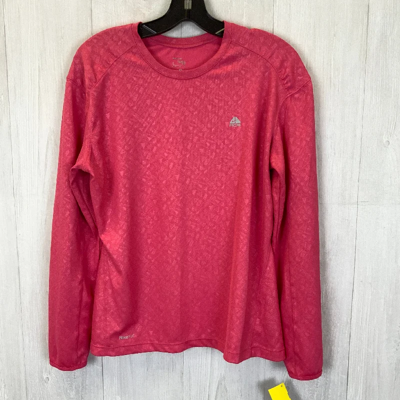 Daily Specials Athletic Top Long Sleeve Collar By Nike In Pink, Size: L