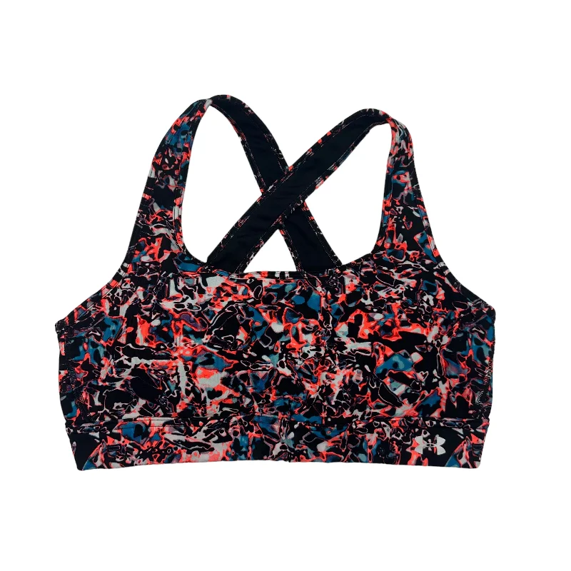Deep Discounts BLACK & RED UNDER ARMOUR ATHLETIC BRA, Size L