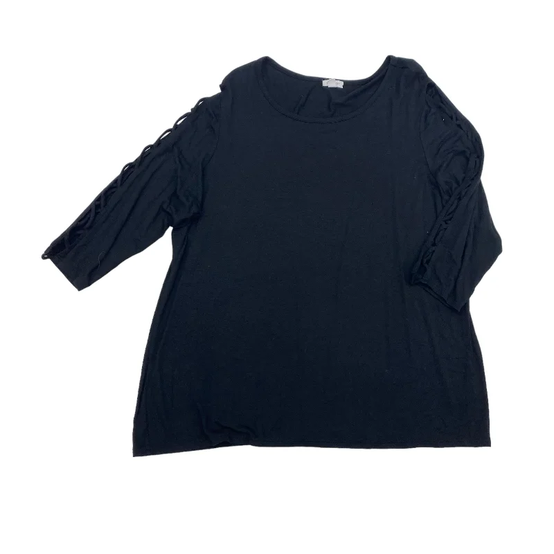 Big Savings BLACK WESTPORT TOP 3/4 SLEEVE, Size 2X