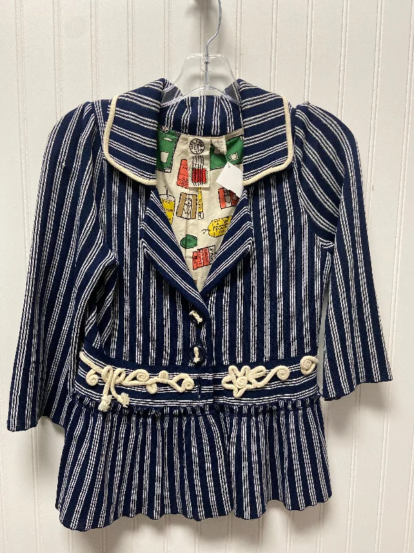 Extra Savings Blazer By Anthropologie In Blue & White, Size: M