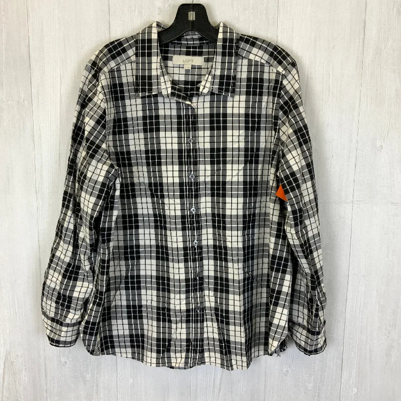 Deal Dash Blouse 3/4 Sleeve By Loft In Black & White, Size: Xl