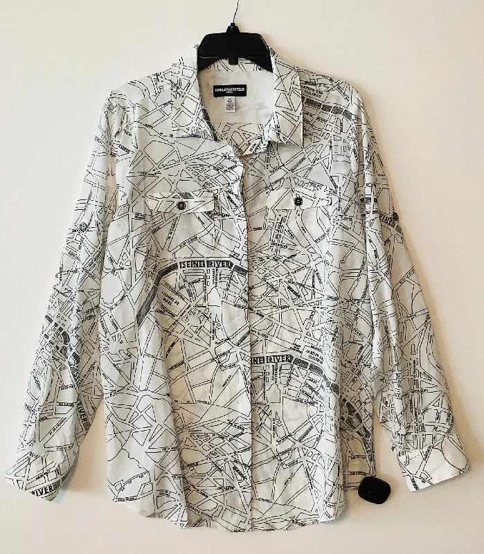 Major Savings Blouse Designer By Karl Lagerfeld In White, Size: L