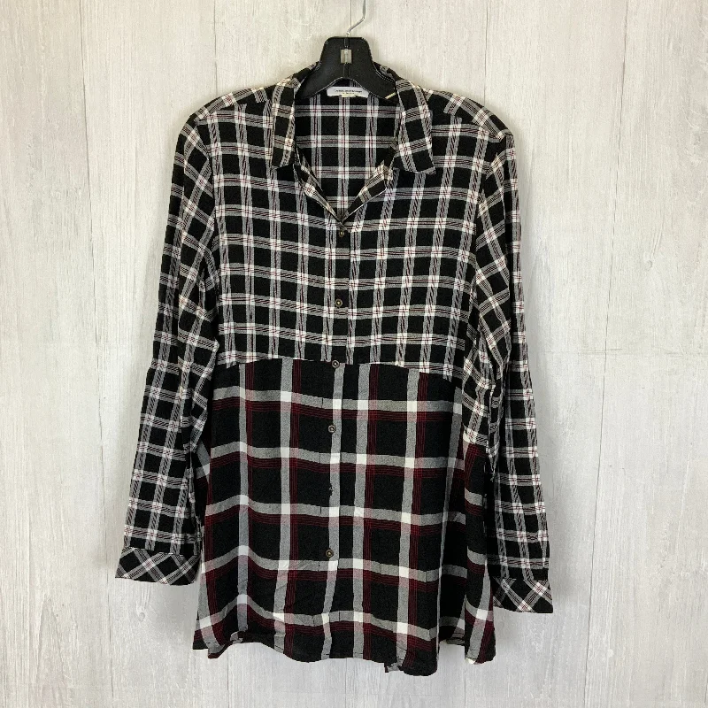 Deal Frenzy Blouse Long Sleeve By Beachlunchlounge In Black & Red, Size: M
