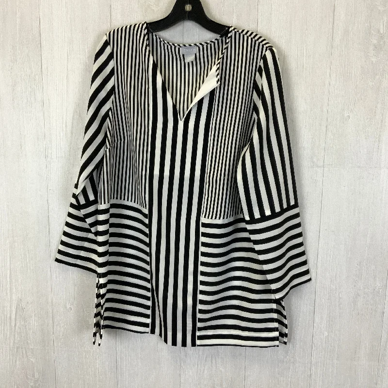Limited Time Blouse Long Sleeve By Chicos In Black & White, Size: M