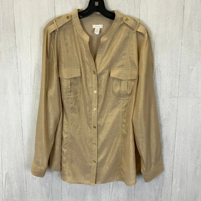 Midnight Madness Blouse Long Sleeve By Chicos In Gold, Size: Xl