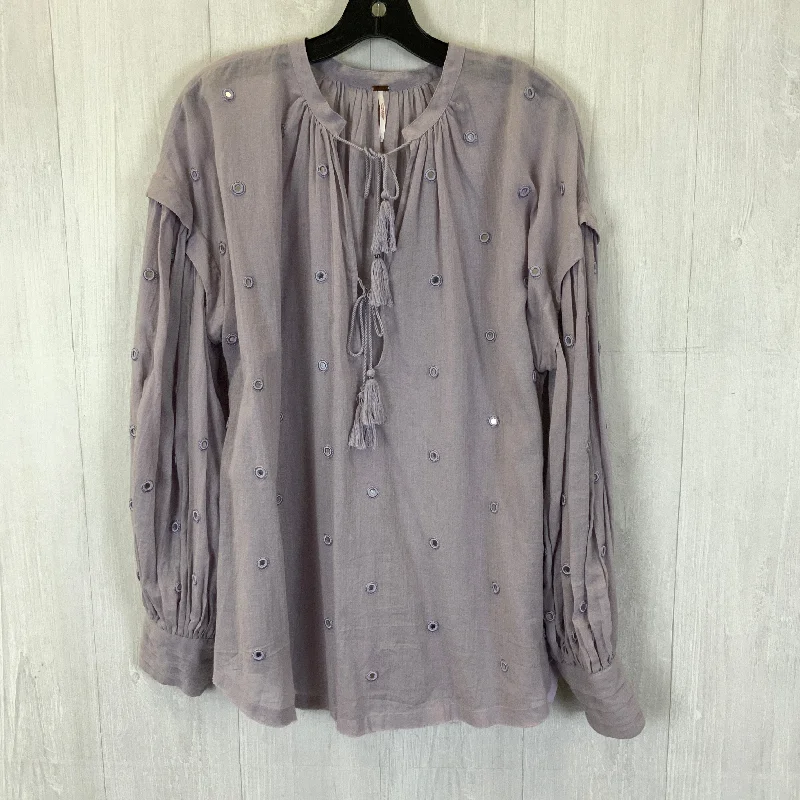 Fantastic Offers Blouse Long Sleeve By Free People In Purple, Size: L