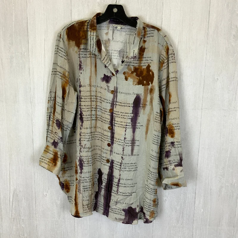 Overstock Sale Blouse Long Sleeve By John Mark In Grey, Size: L