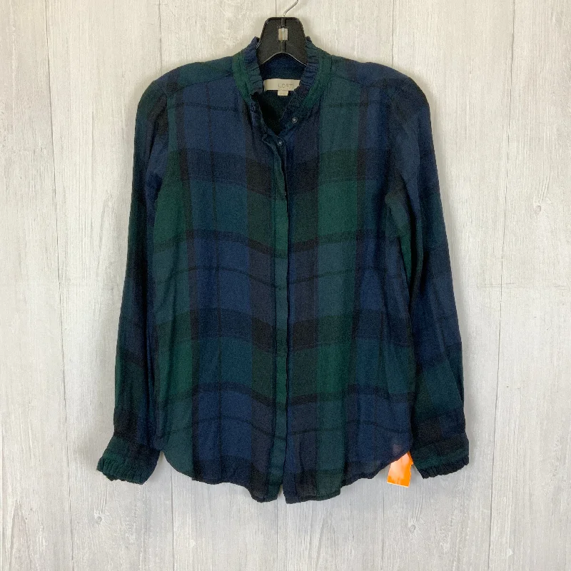 Major Savings Blouse Long Sleeve By Loft In Blue Green, Size: Xs