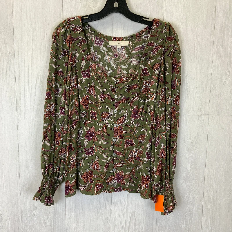 Members Only Blouse Long Sleeve By Loft In Green, Size: M