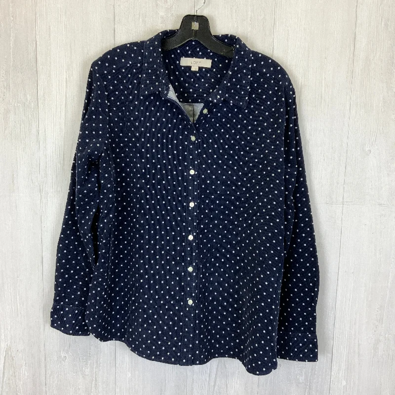 Big Discounts Blouse Long Sleeve By Loft In Navy, Size: L