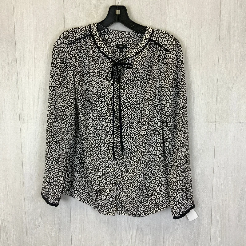 Deal Explosion Blouse Long Sleeve By Talbots In Black & White, Size: Xs