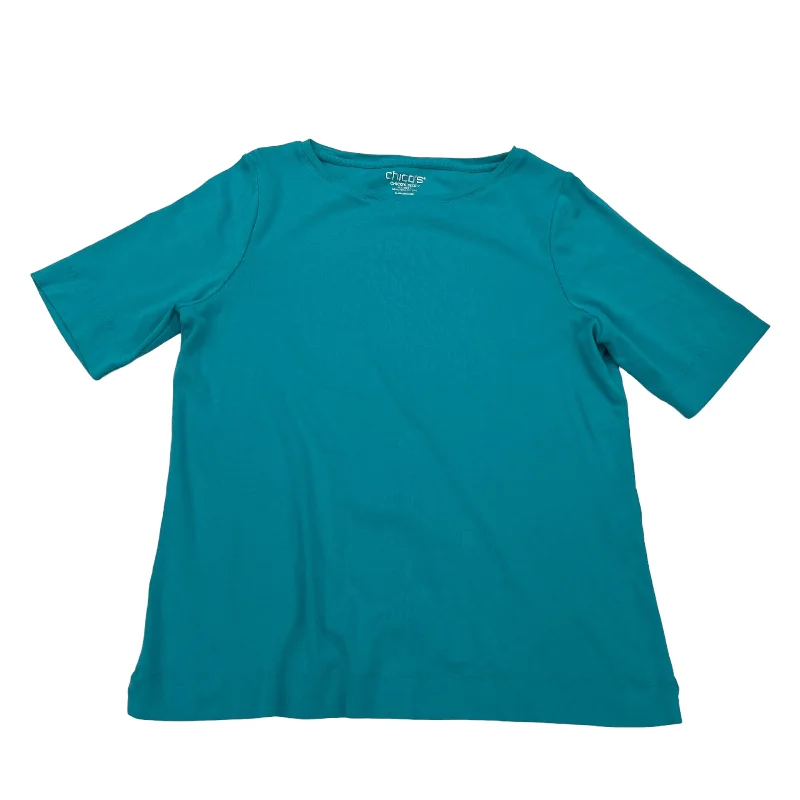 Super Bargain BLUE TOP SS BASIC by CHICOS Size:L