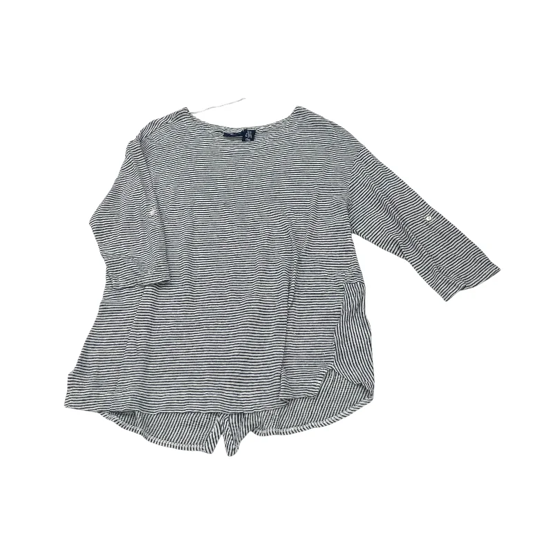 Time-Limited Offer BLUE & WHITE TOP 3/4 SLEEVE by ADRIENNE VITTADINI Size:2X