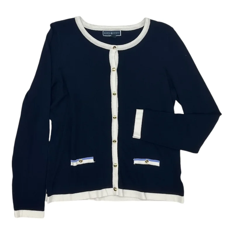 Exclusive Deal Cardigan By Karen Scott In Navy, Size:L