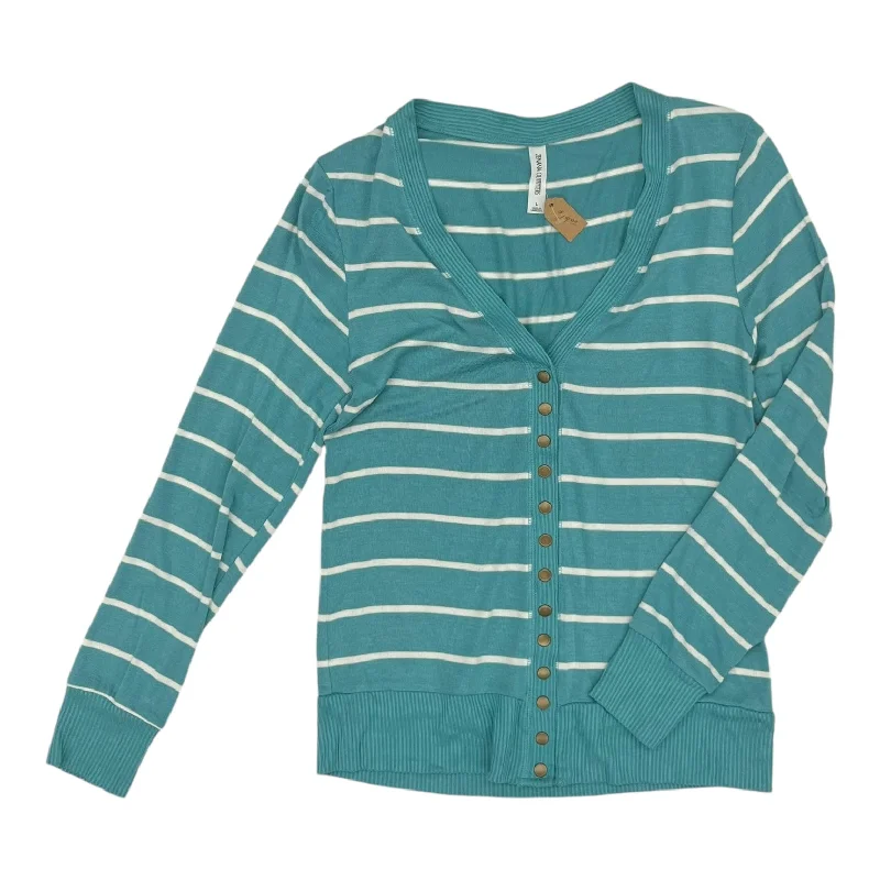 Time-Limited Offer Cardigan By Zenana Outfitters In Blue & White, Size:L
