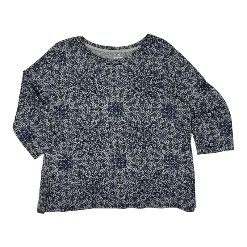 Super Deal GREY & PURPLE TOP 3/4 SLEEVE by CROFT AND BARROW Size:XL