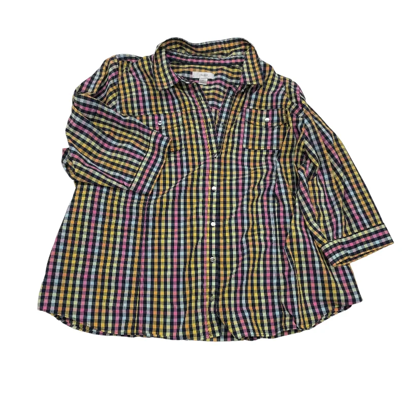 Year-End Sale Multi-Color TOP 3/4 SLEEVE by CJ BANKS Size:3X