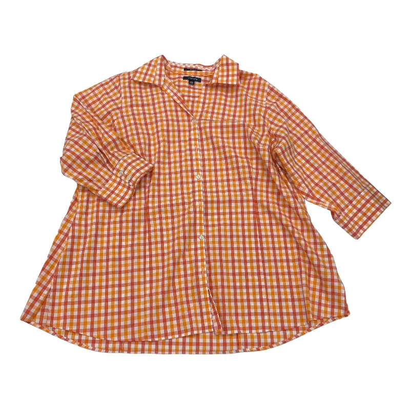 Special Offer ORANGE TOP 3/4 SLEEVE by LANDS END Size:3X