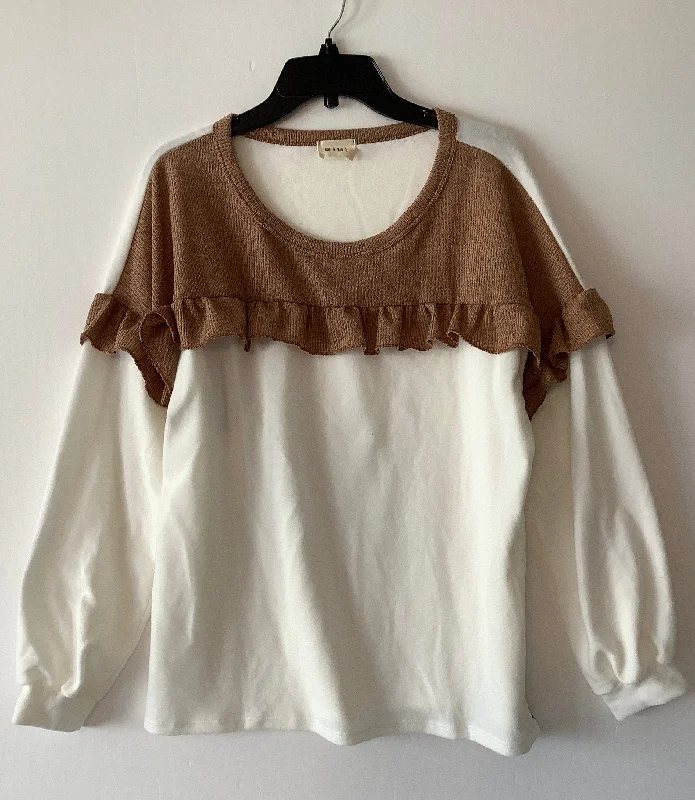 Weekend Flash Sale Sweater By Bibi In Cream & Tan, Size: Xl