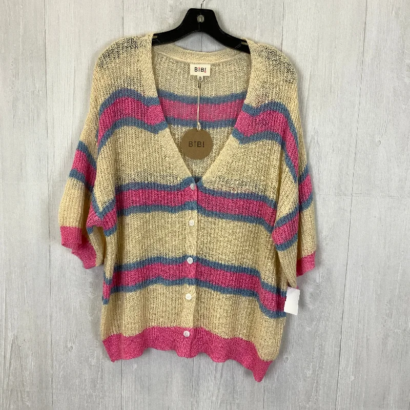 Must-Have Deals Sweater Cardigan By Bibi In Cream & Pink, Size: Xl
