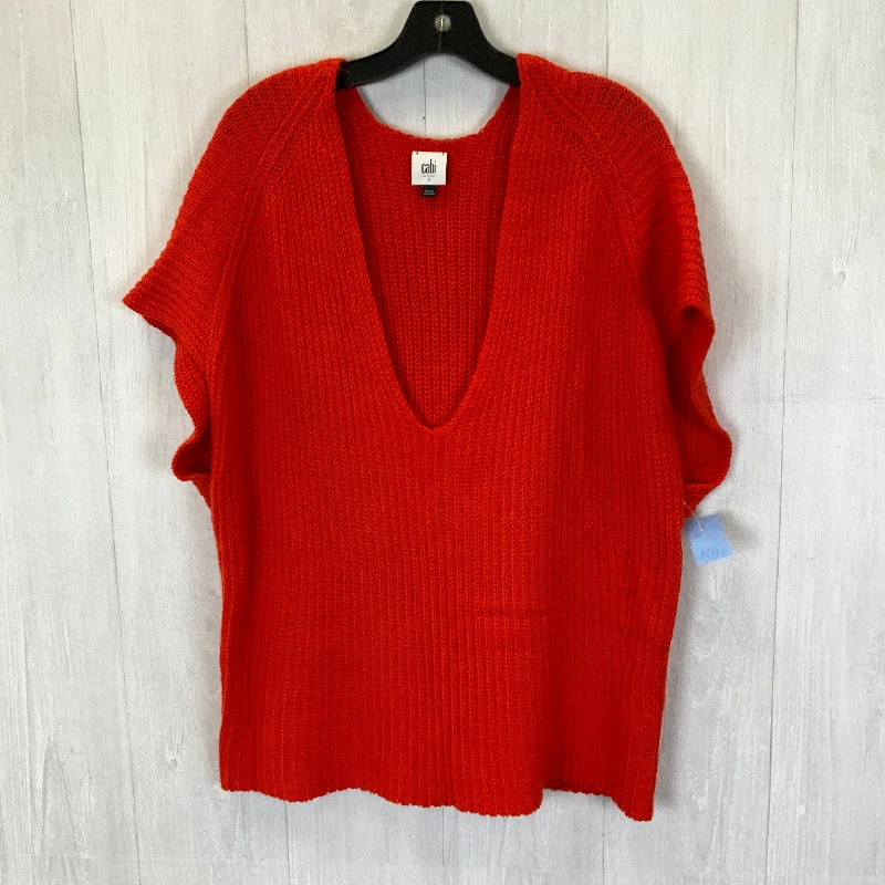 Act Fast Sweater Short Sleeve By Cabi In Orange, Size: S