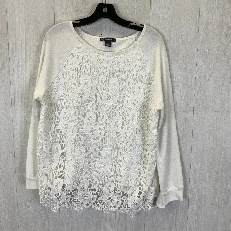 Deal of the Day Sweatshirt Collar By Adrianna Papell In White, Size: L