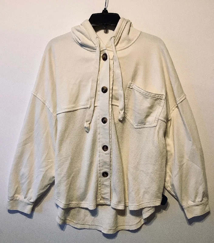 Act Fast Sweatshirt Hoodie By American Eagle In Cream, Size: L