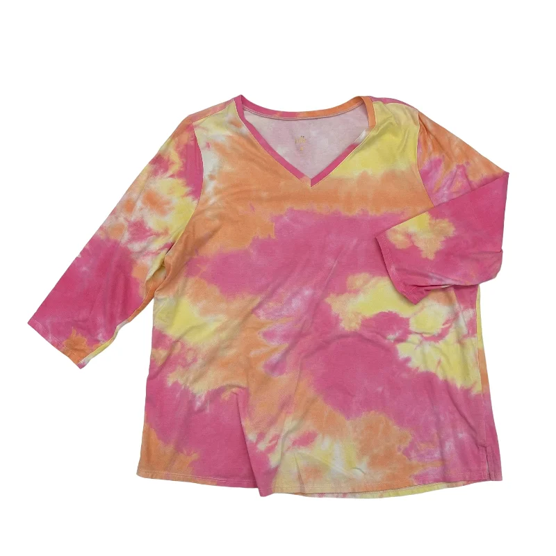 Limited Edition TIE DYE PRINT TOP 3/4 SLEEVE by BELLE BY KIM GRAVEL Size:XL