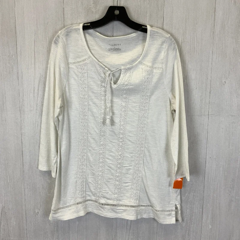 Anniversary Sale Top 3/4 Sleeve Basic By Talbots In White, Size: L