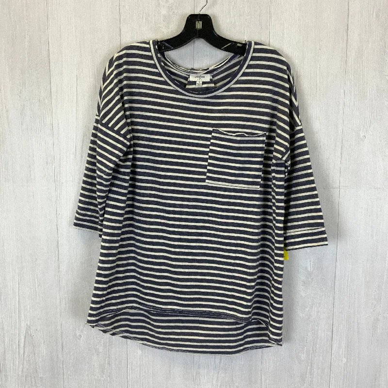 Instant Discount Top 3/4 Sleeve Basic By Umgee In Blue & White, Size: S