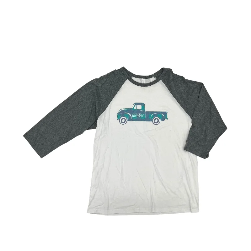 Fantastic Deals Top 3/4 Sleeve By Bella + Canvas In Grey & White, Size:Xl