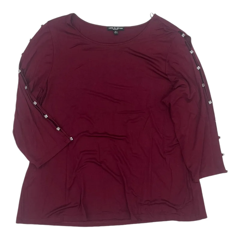 Can't Miss Top 3/4 Sleeve By Cable And Gauge In Red, Size:2X