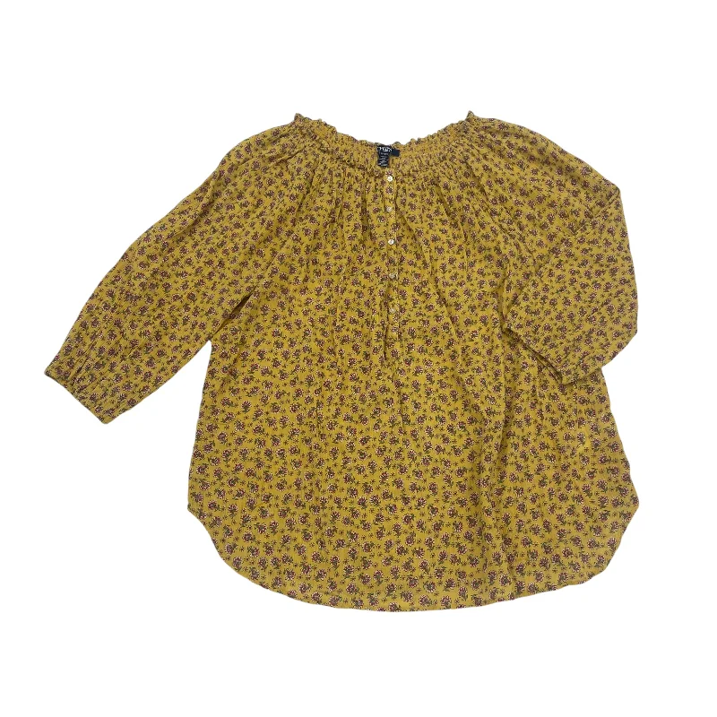 Don’t Miss Out Top 3/4 Sleeve By Chaps In Yellow, Size:1X