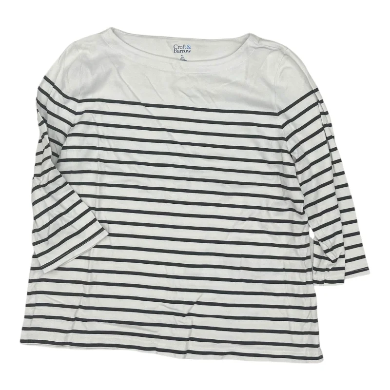 Year-End Sale Top 3/4 Sleeve By Croft And Barrow In Black & White, Size:Xl
