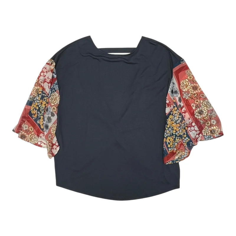 Sale Event Top 3/4 Sleeve By Emerald In Blue, Size:1X