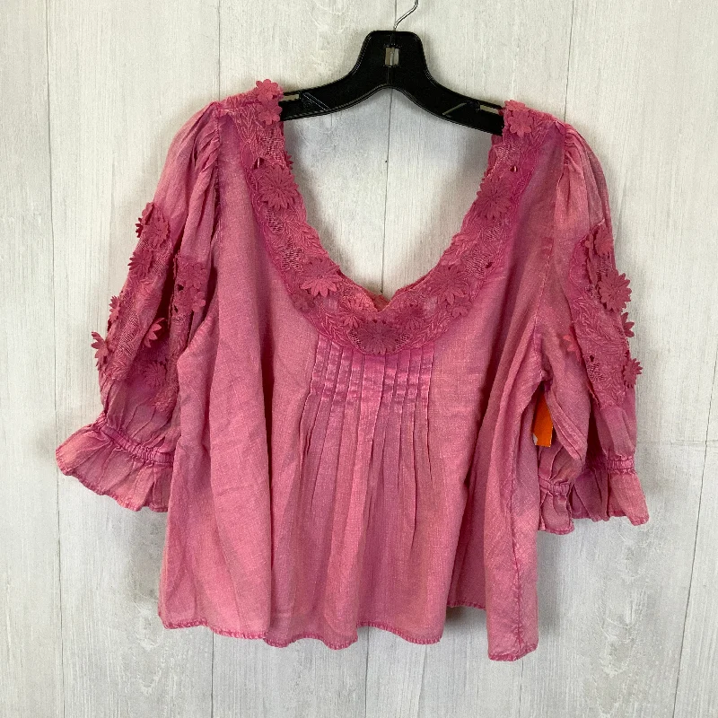 Huge Discounts Top 3/4 Sleeve By Free People In Pink, Size: L