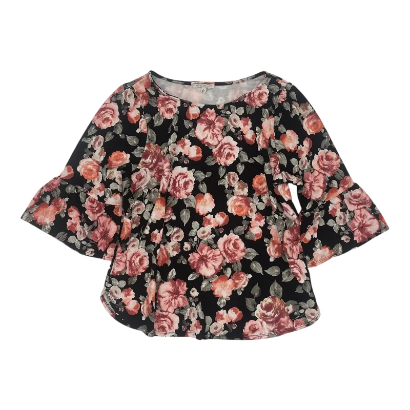 Stock Clearance Top 3/4 Sleeve By Green Envelope In Black, Size:1X