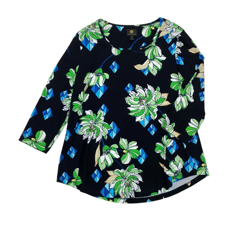 Year-End Sale Top 3/4 Sleeve By Jm Collections In Black & Green, Size:Mp