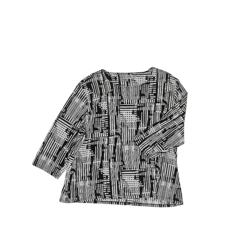 Incredible Offers Top 3/4 Sleeve By Jm Collections In Black & White, Size:3X