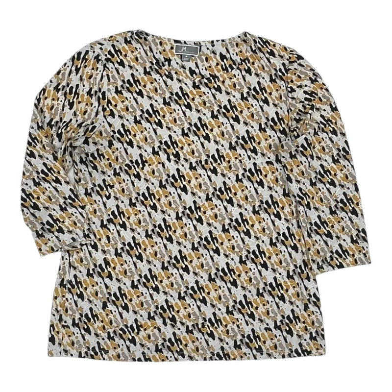 New Deals Top 3/4 Sleeve By Jm Collections In Black & Yellow, Size:M
