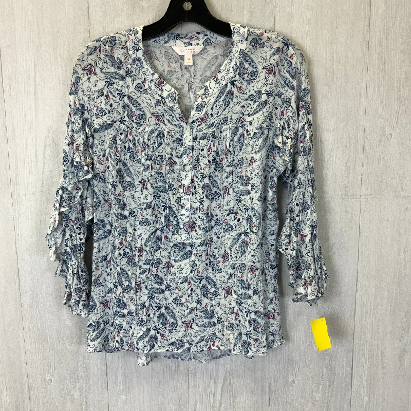 Can't Be Beat Top 3/4 Sleeve By Lc Lauren Conrad In Blue & White, Size: M