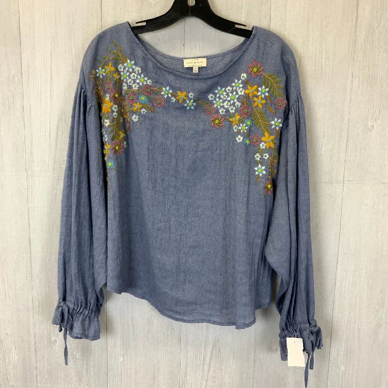 Best Deals Top 3/4 Sleeve By Lucky Brand In Blue, Size: M