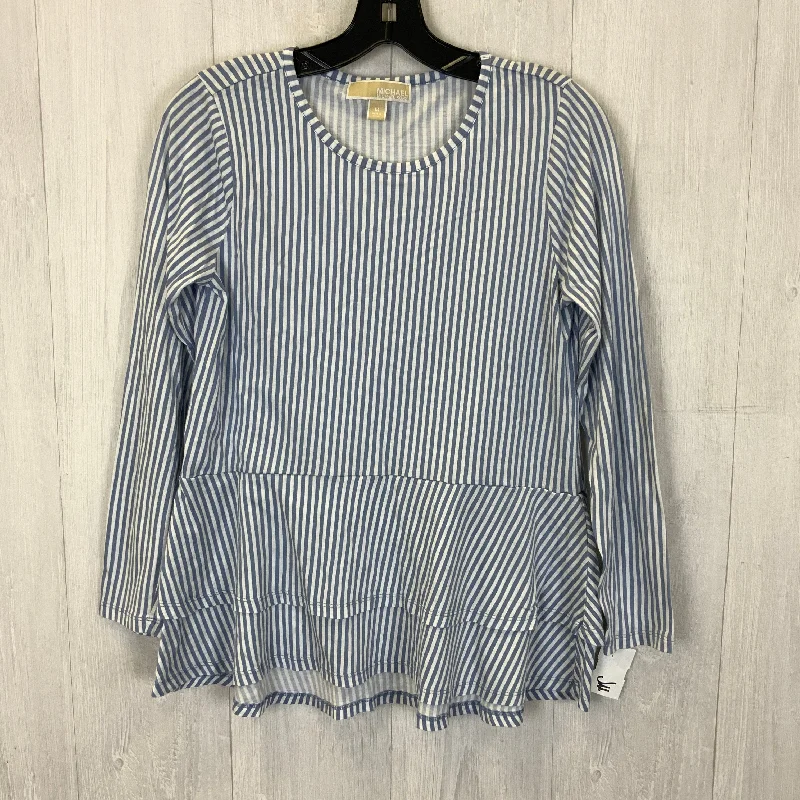Best Bargains Top 3/4 Sleeve By Michael By Michael Kors In Blue & White, Size: M