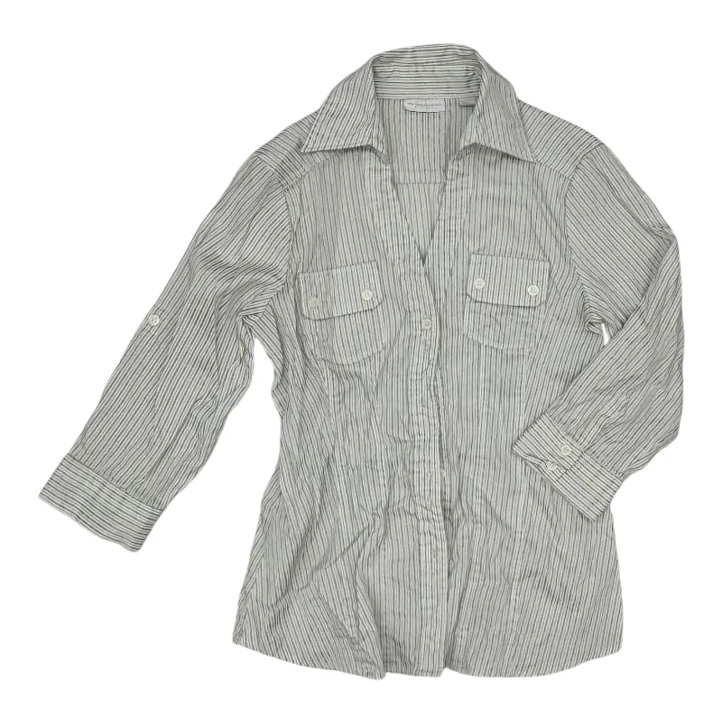 Special Savings Top 3/4 Sleeve By New York And Co In Grey & White, Size:S